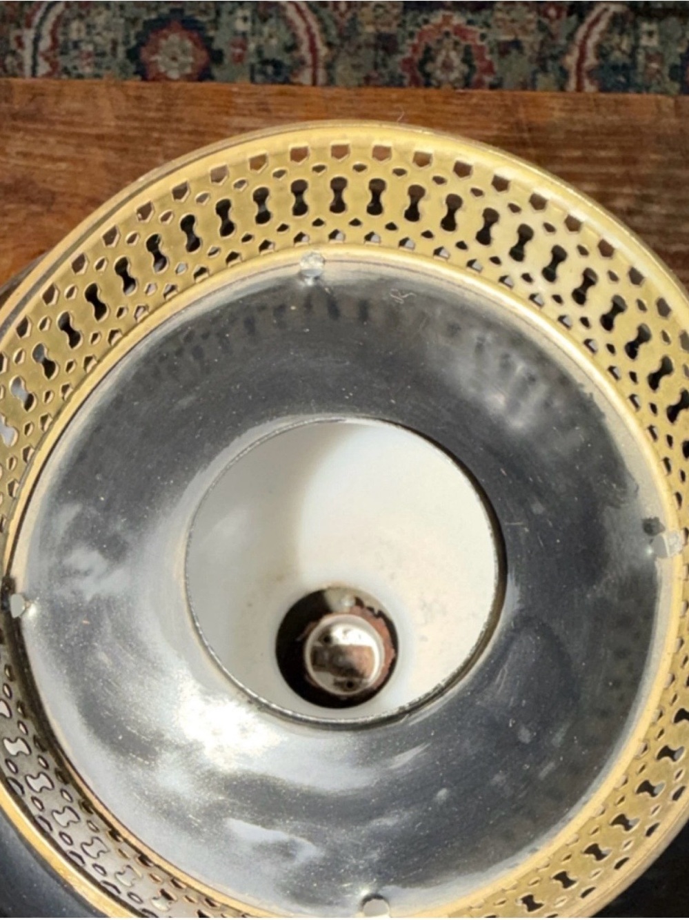 Bouillotte Lamp Vintage Black Gold Floral Shade Metal Empire Traditional Style - Picture 3 of 6